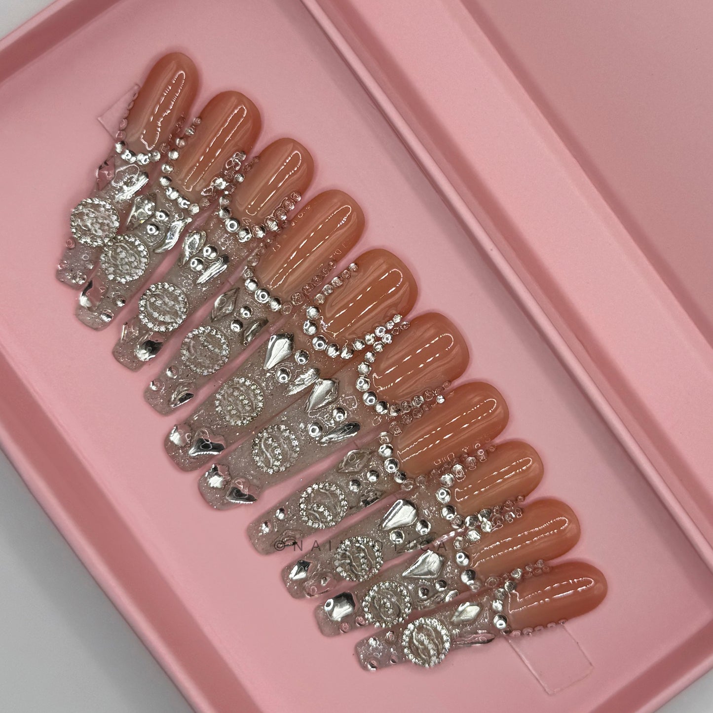 Nailzotica Ballerina Coffin Shape Reusable Acrylic Gel UV High Quality Handmade Luxury Press On Nails