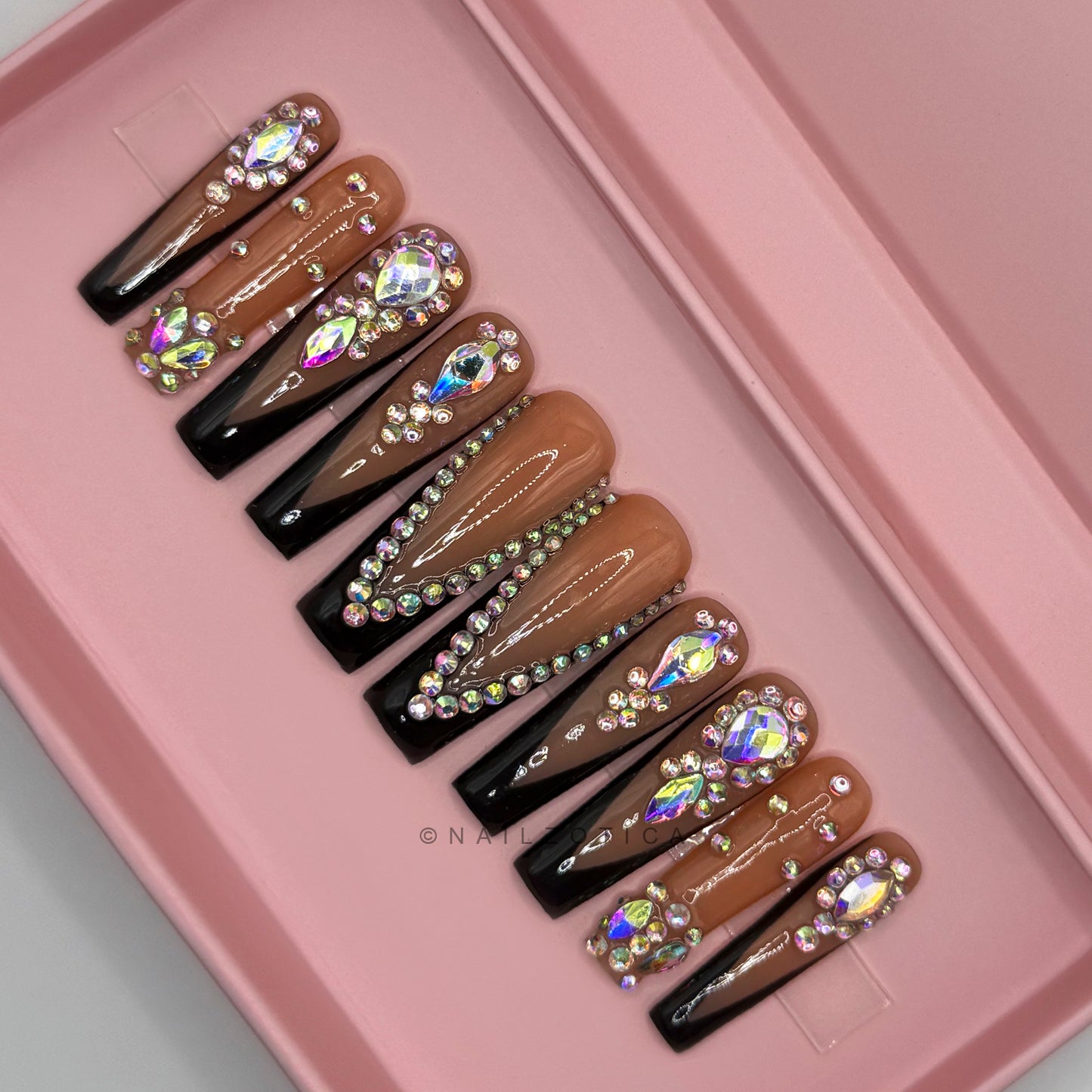 Nailzotica Black Reusable Acrylic Gel UV High Quality Handmade Luxury Press On Nails