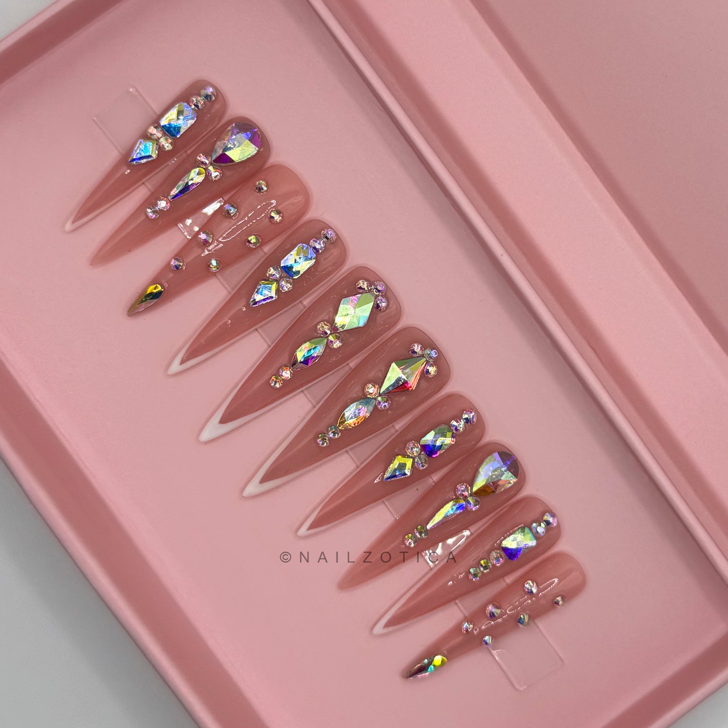 Nailzotica Stiletto Shape Reusable Acrylic Gel UV High Quality Handmade Luxury Press On Nails
