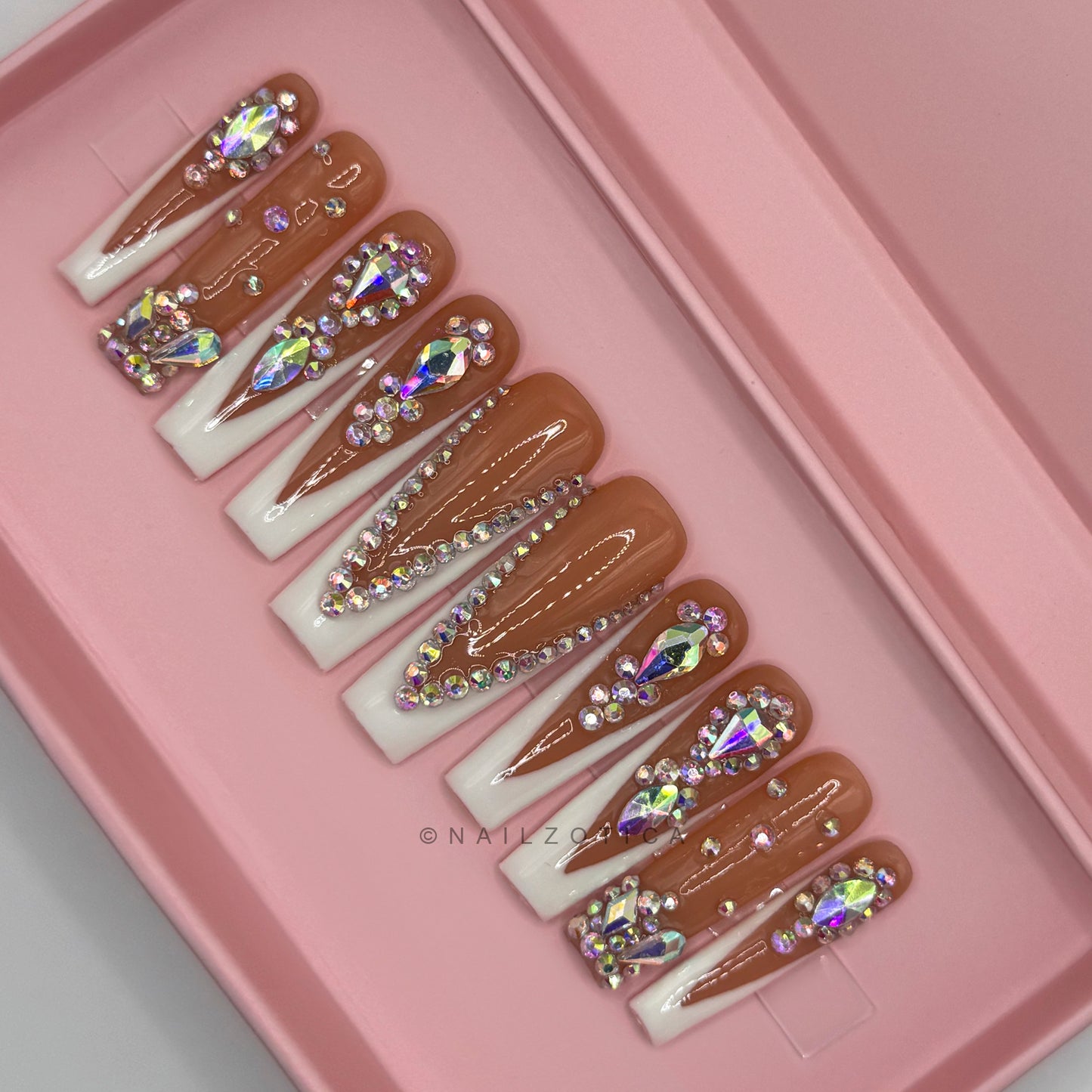 Nailzotica White Reusable Acrylic Gel UV High Quality Handmade Luxury Press On Nails