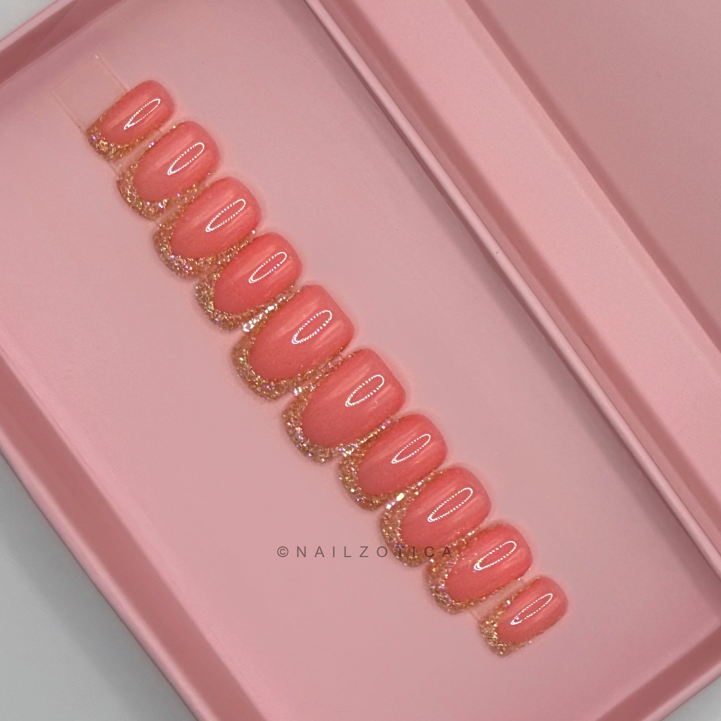 Nailzotica Glitter Reusable Acrylic Gel UV High Quality Handmade Luxury Press On Nails