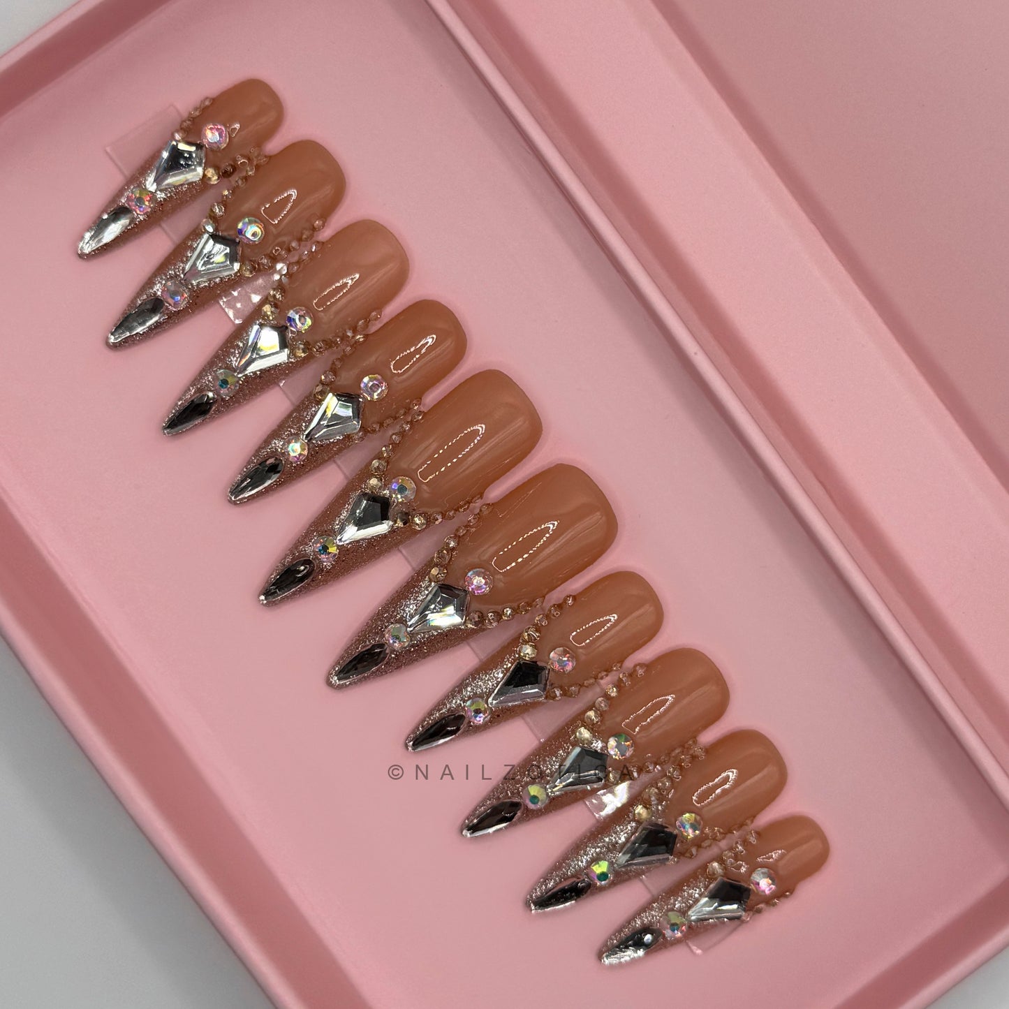 Nailzotica Stiletto Shape Reusable Acrylic Gel UV High Quality Handmade Luxury Press On Nails