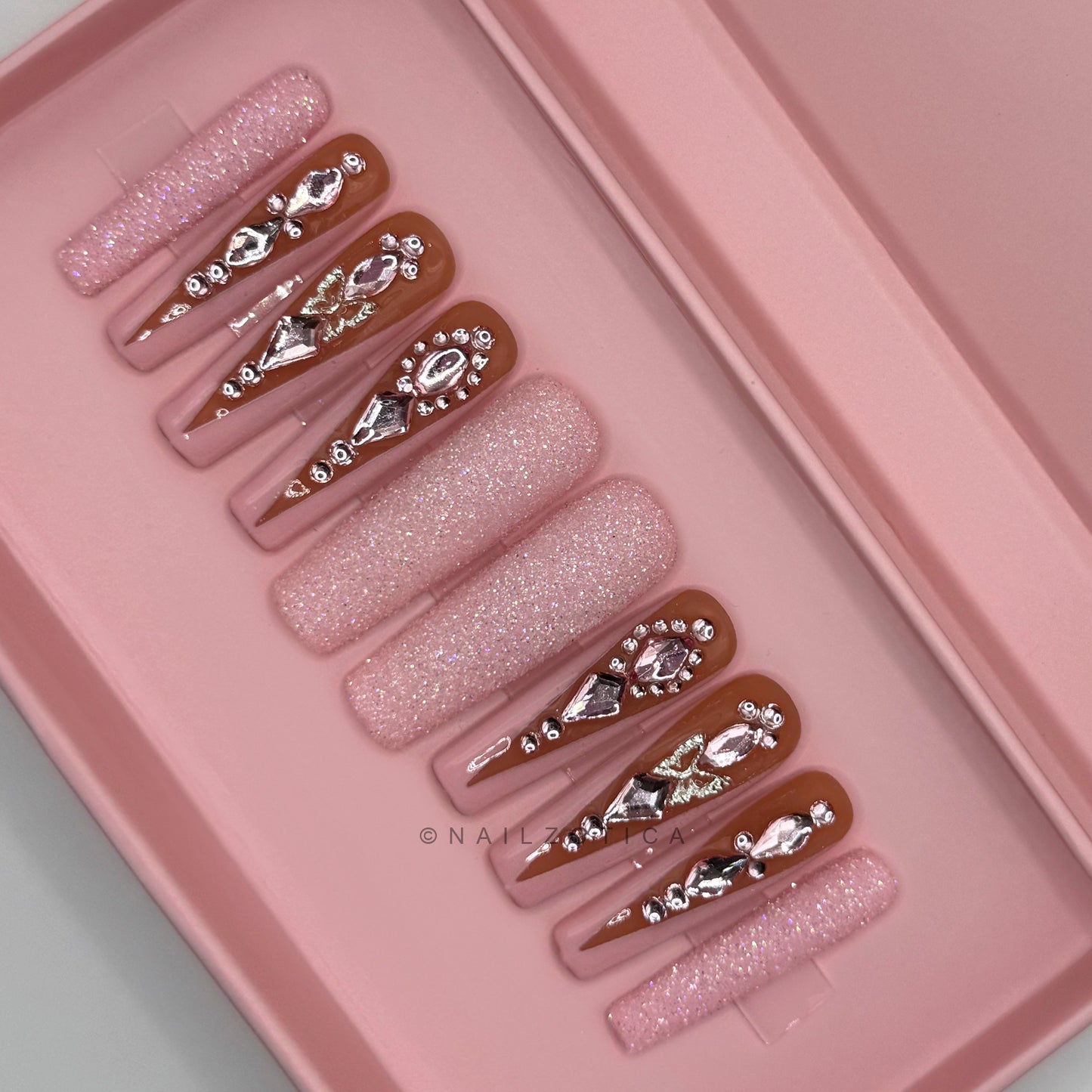 Nailzotica Glitter Reusable Acrylic Gel UV High Quality Handmade Luxury Press On Nails