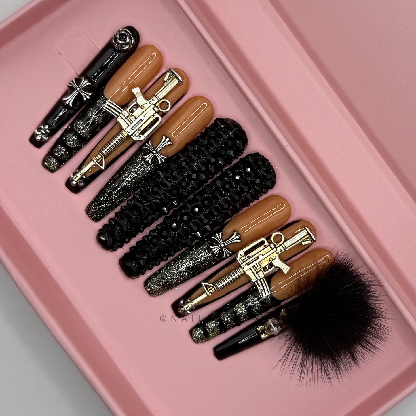 Nailzotica Black Reusable Acrylic Gel UV High Quality Handmade Luxury Press On Nails