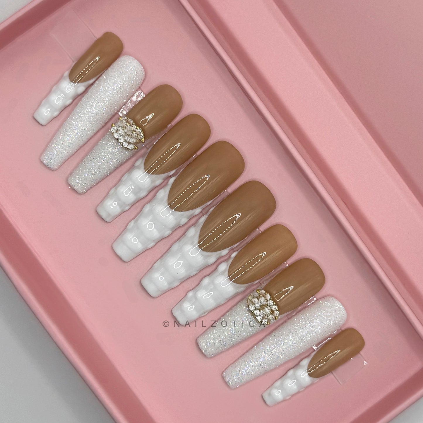 Nailzotica Ballerina Coffin Shape Reusable Acrylic Gel UV High Quality Handmade Luxury Press On Nails