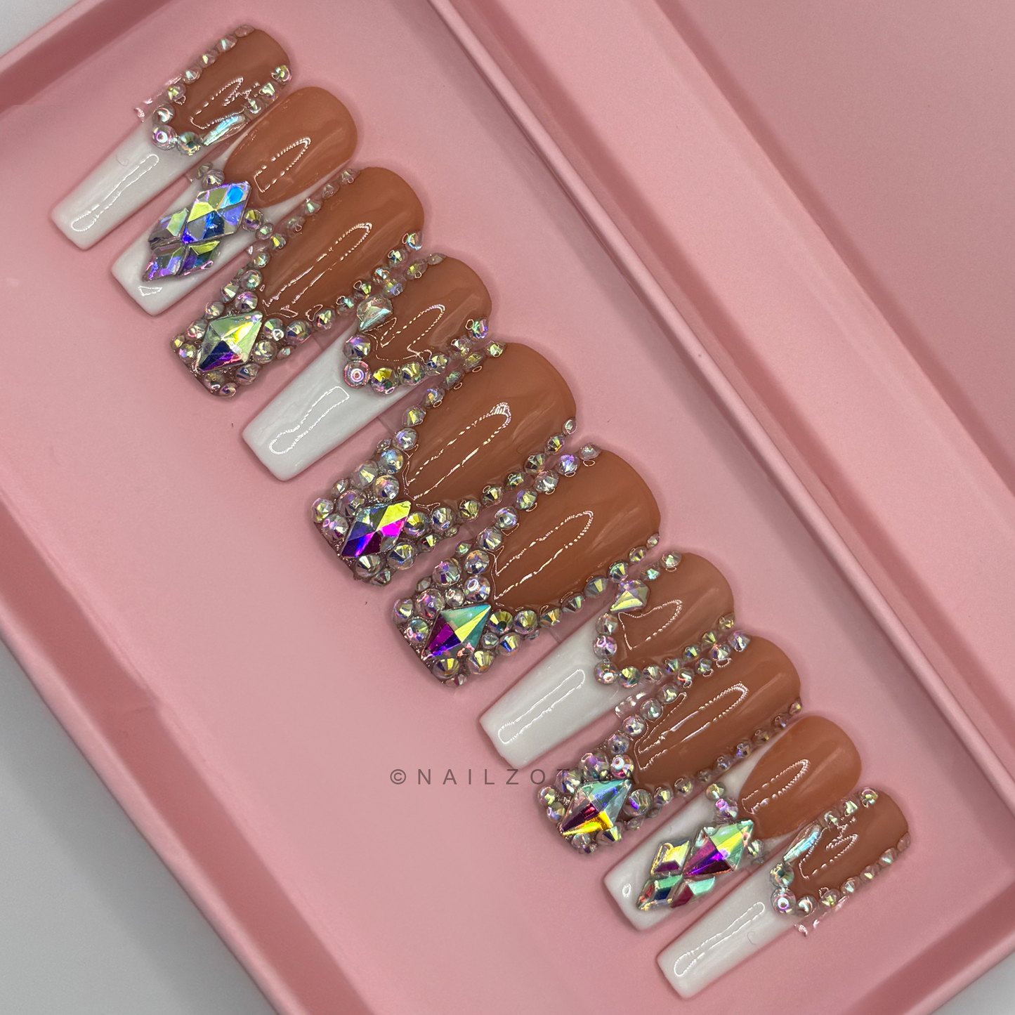 Nailzotica White Reusable Acrylic Gel UV High Quality Handmade Luxury Press On Nails
