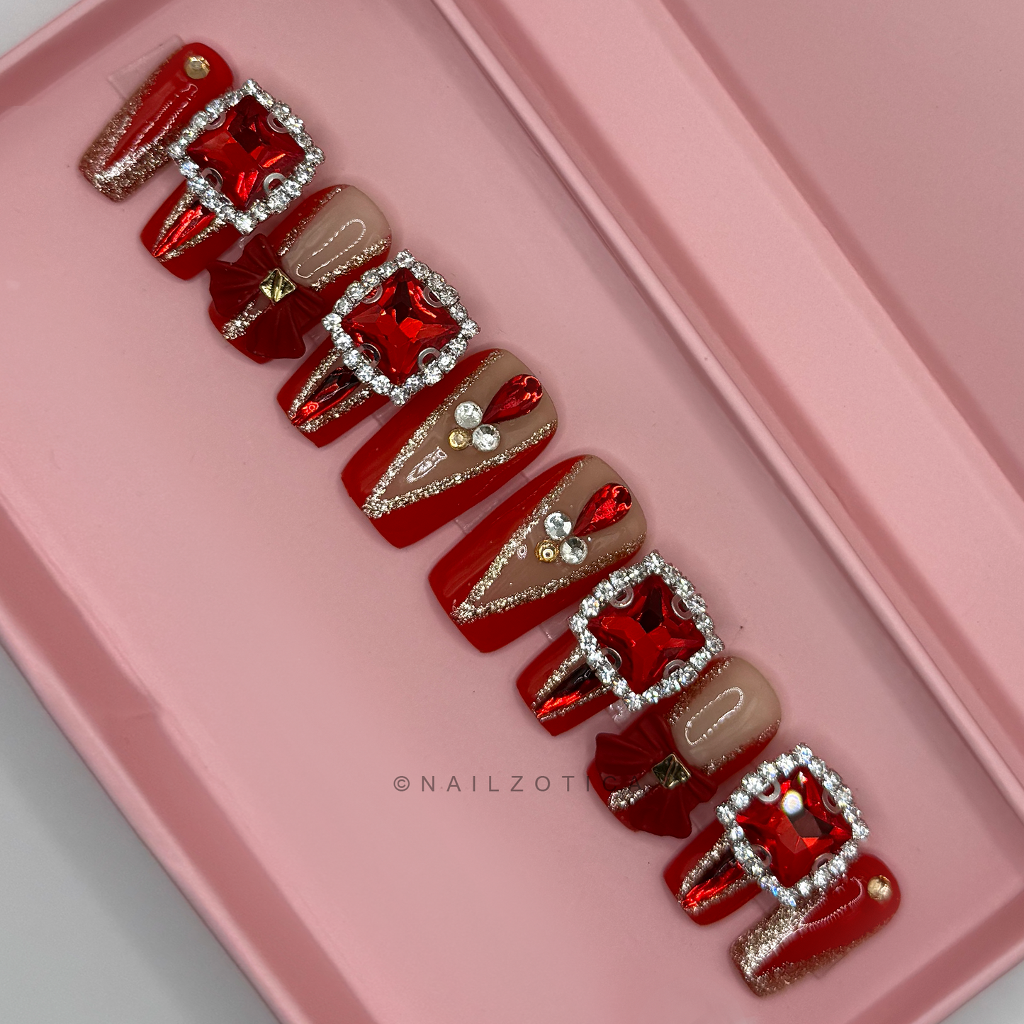 Nailzotica Short Length Reusable Acrylic Gel UV High Quality Handmade Luxury Press On Nails