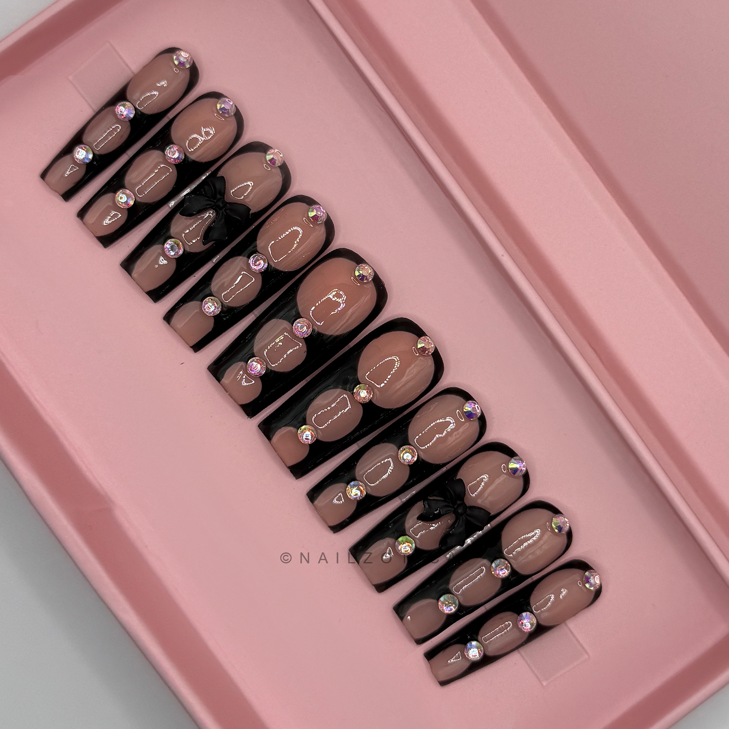 Nailzotica Black Reusable Acrylic Gel UV High Quality Handmade Luxury Press On Nails