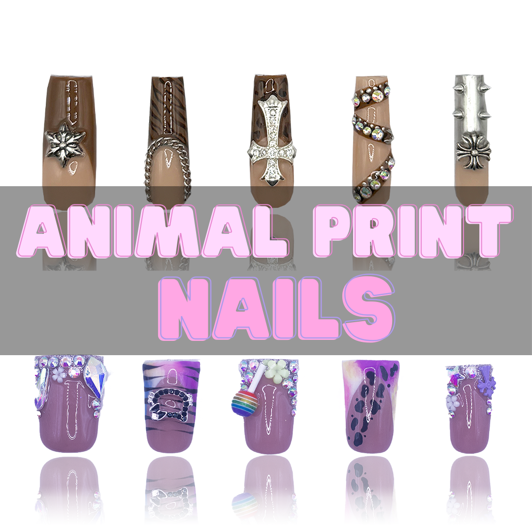 Nailzotica Animal Print Reusable Acrylic Gel UV High Quality Handmade Luxury Press On Nails