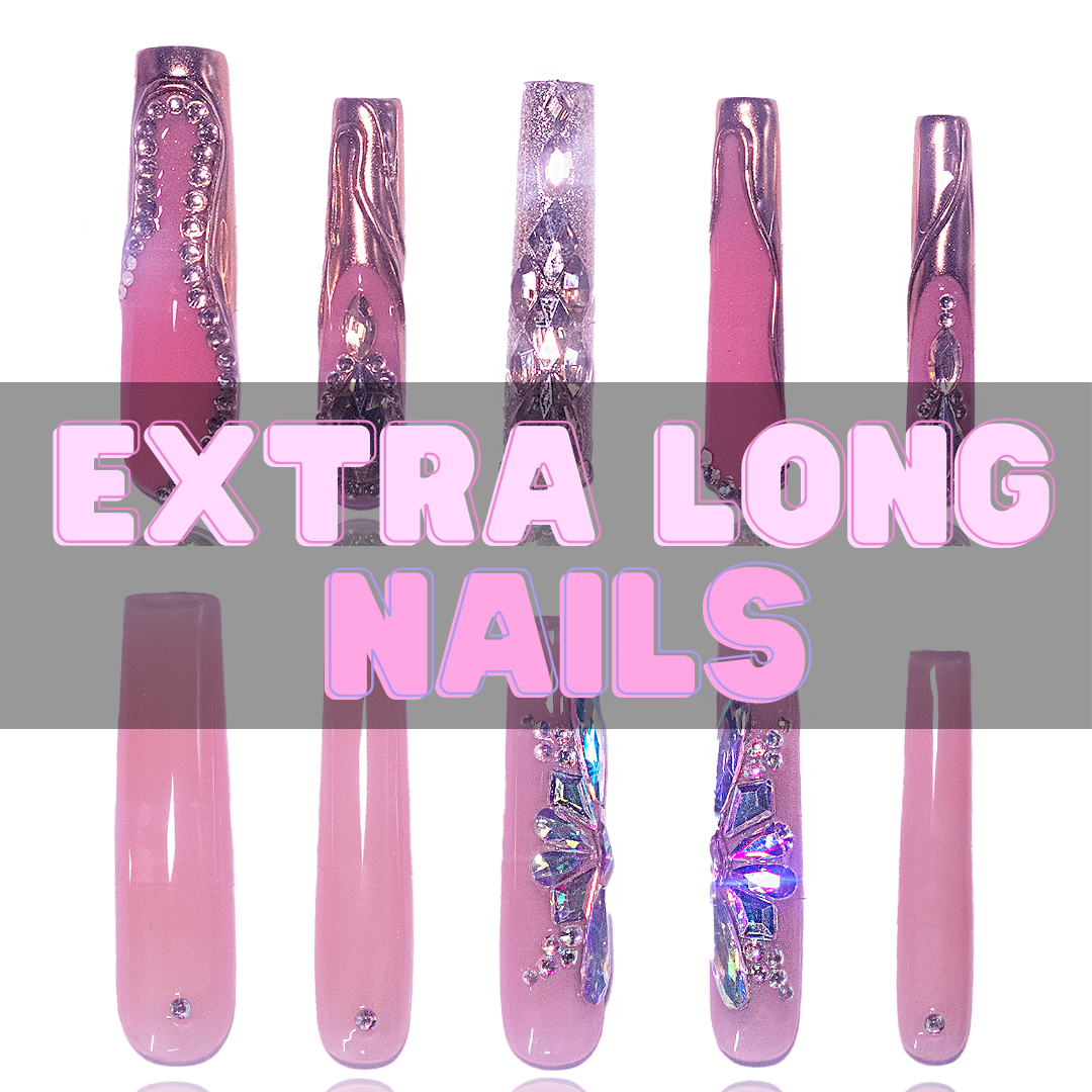 Nailzotica Extra Long Length Reusable Acrylic Gel UV High Quality Handmade Luxury Press On Nails (Custom)