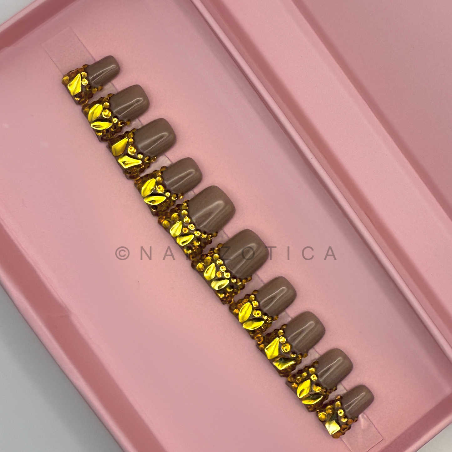 Sparkly French - Short Length 25mm Duck Shape Transparent Natural Nude Base Silver Gold Rhinestone French Tip Reusable Acrylic Gel UV Hand-Painted High Quality Handmade Luxury Press On Duck Nails