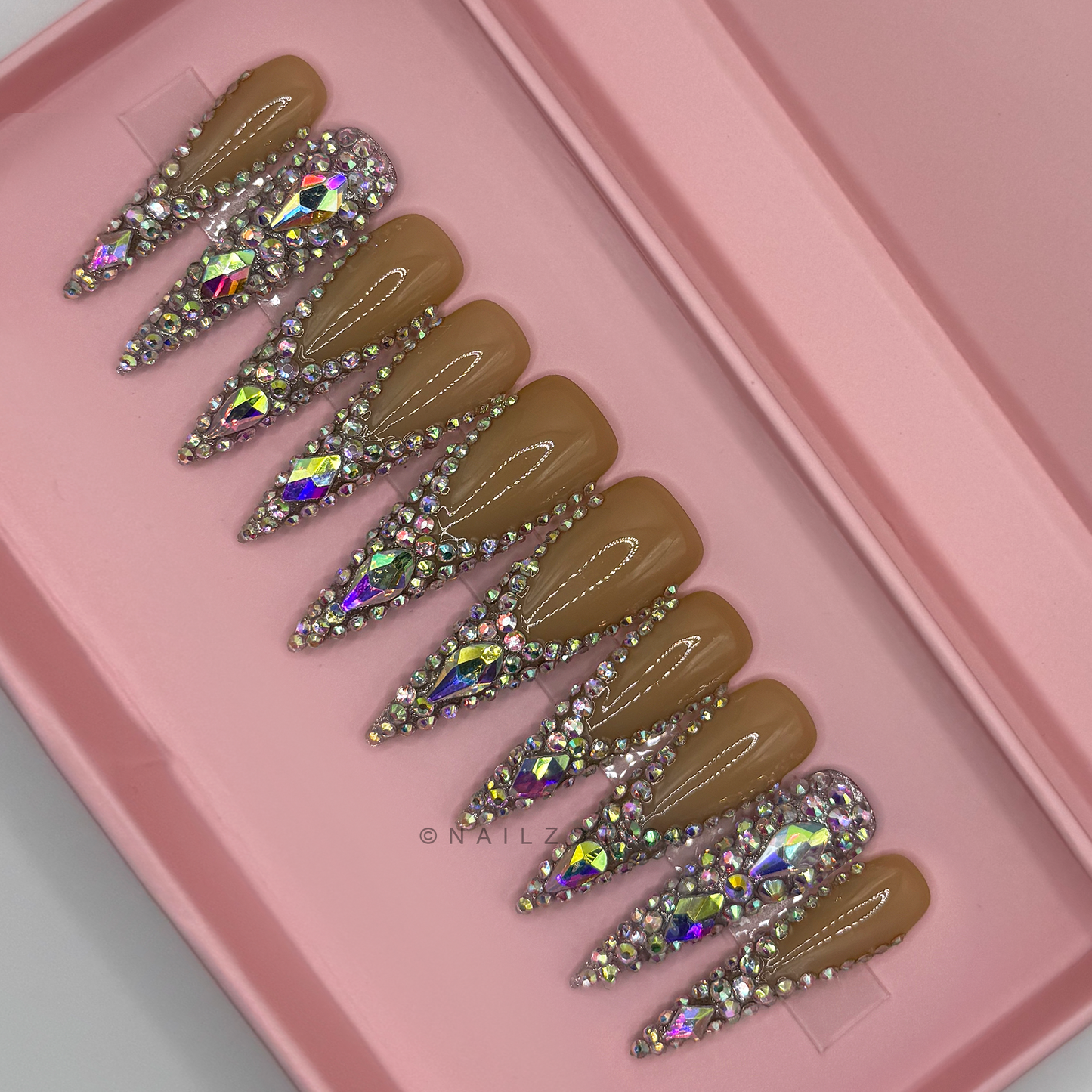 Nailzotica Silver Reusable Acrylic Gel UV High Quality Handmade Luxury Press On Nails