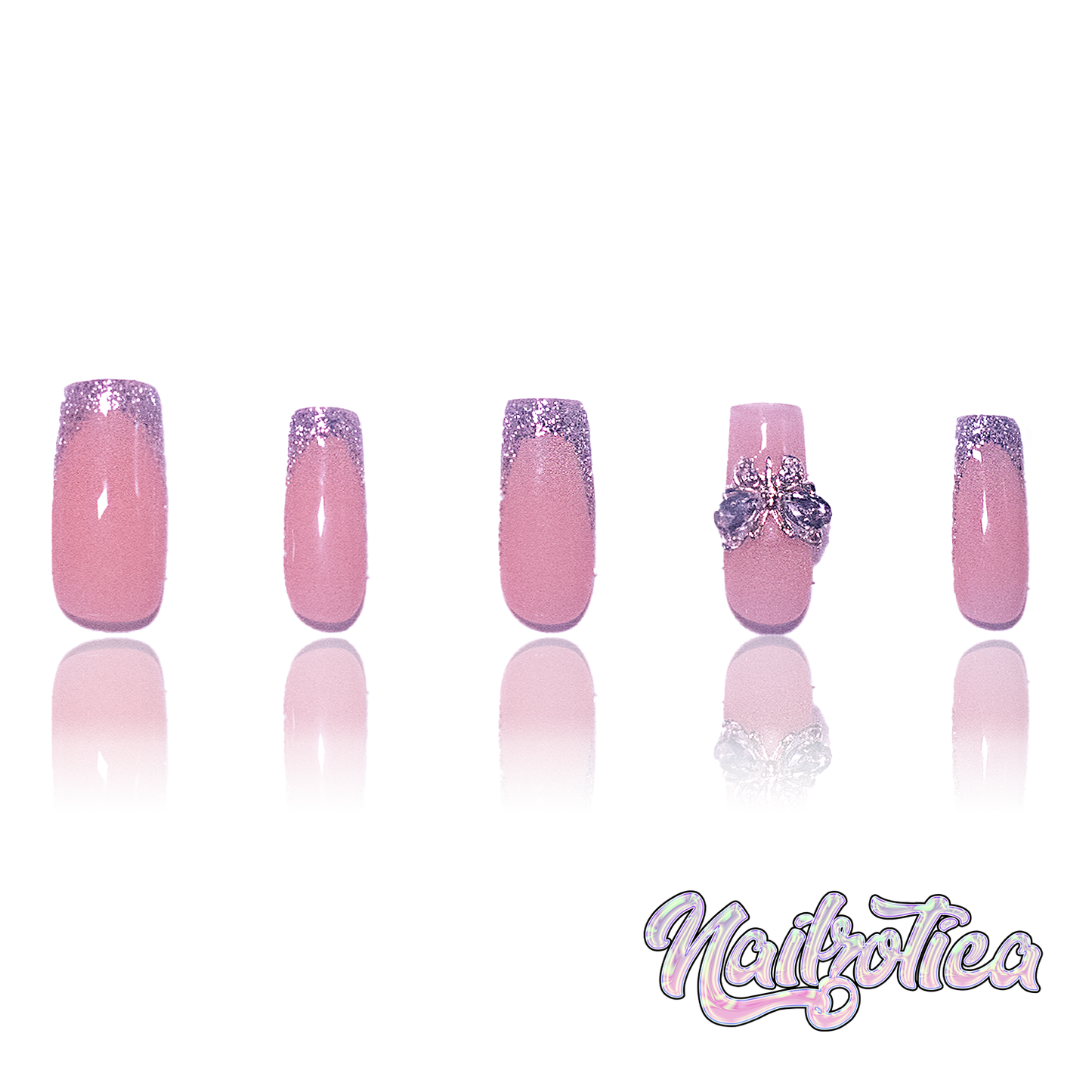 Butterfly Bling - Handmade Luxury Press On Nails