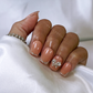 Butterfly Bling - Short Medium Length Silver Glitter French Tip Nude Base Square Shape Butterfly Charm Reusable Acrylic Gel UV High Quality Handmade Luxury Press On Nails