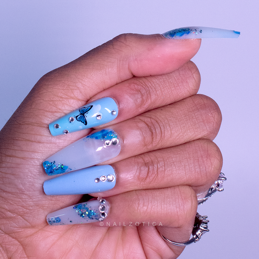 Butterfly Blues - Press On Nails