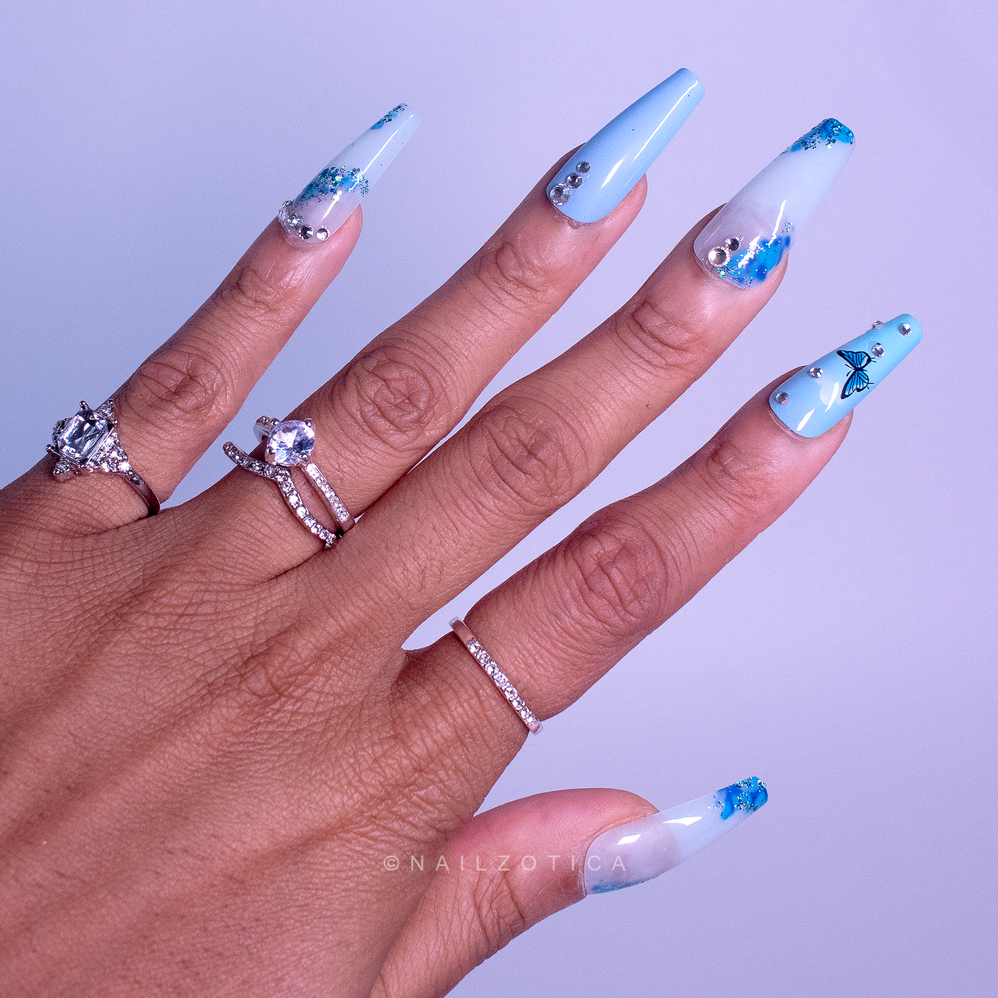 Butterfly Blues - Press On Nails