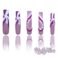 Candy Cane Chic - Extra Long Length Red and White Peppermint Candy Cane Swirl French Tip Square Shape Red Rhinestones Silver Glitter Reusable Acrylic Gel UV High Quality Handmade Luxury Holiday Edition Christmas Press On Nails