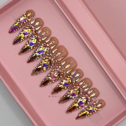 Nailzotica Gold Reusable Acrylic Gel UV High Quality Handmade Luxury Press On Nails