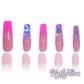 Frenchie Bling - Long Length French Tip White Black Pink Nude Natural Base Silver Rhinestone Reusable Acrylic Gel UV Hand-Painted High Quality Handmade Luxury Press On Nails