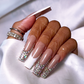Frenchie Bling - Long Length French Tip White Black Pink Nude Natural Base Silver Rhinestone Reusable Acrylic Gel UV Hand-Painted High Quality Handmade Luxury Press On Nails