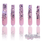 Gilded Gold - Extra Long Length Stiletto Medium Length Duck Shape Transparent Nude Base Glitter Ombre Gold Rhinestone Reusable Acrylic Gel UV Hand-Painted High QualityHandmade Luxury Press On Nails