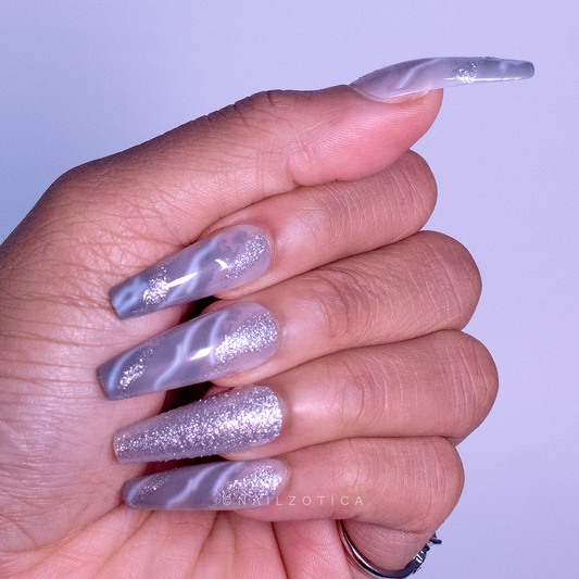 Glitter Grayscale - Press On Nails