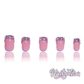 Modest Muse - Short Length Square Shape Star Charm Silver Rhinestone French Tip Natural Nude Transparent Base Reusable Acrylic Gel UV Hand-Painted High Quality  Handmade Luxury Press On Nails