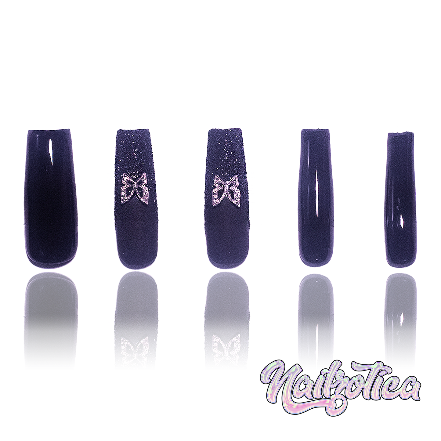 Noir Butterfly - Handmade Luxury Press On Nails