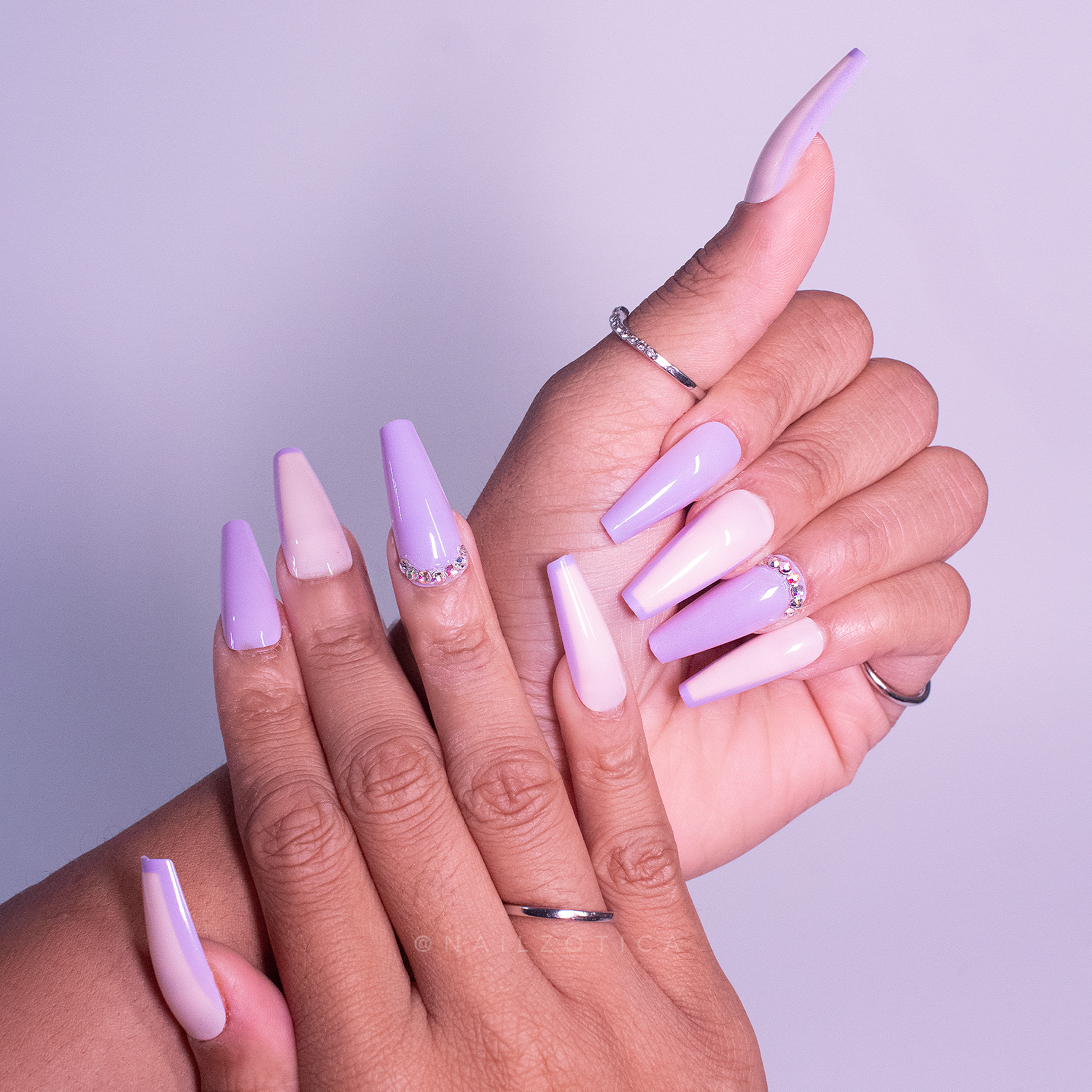 Purple Glitter French Tip Press Nails Medium Square - Temu