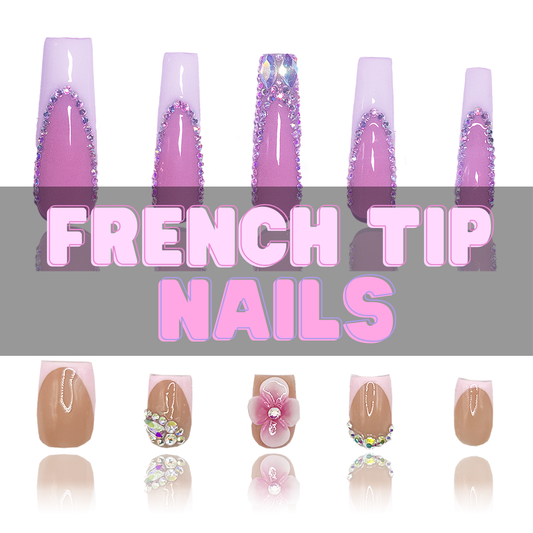 Nailzotica French Tip Reusable Acrylic Gel UV High Quality Handmade Luxury Press On Nails (Custom)