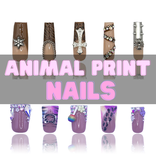 Nailzotica Animal Print Reusable Acrylic Gel UV High Quality Handmade Luxury Press On Nails