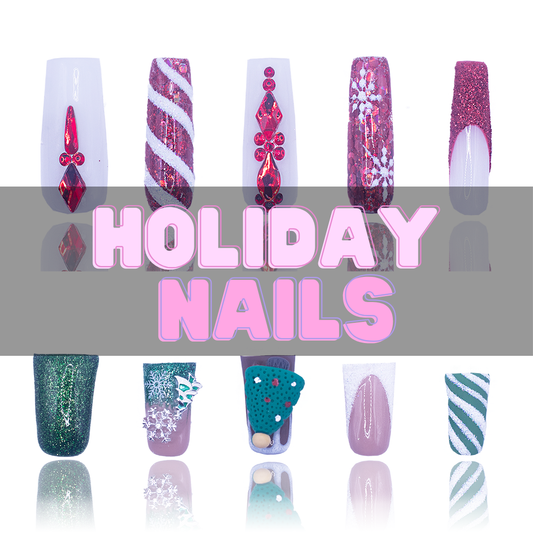 Nailzotica Holiday Christmas Edition Winter Reusable Acrylic Gel UV High Quality Handmade Luxury Press On Nails (Custom)