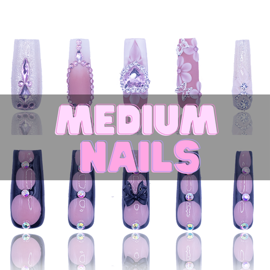 Nailzotica Medium Length Reusable Acrylic Gel UV High Quality Handmade Luxury Press On Nails