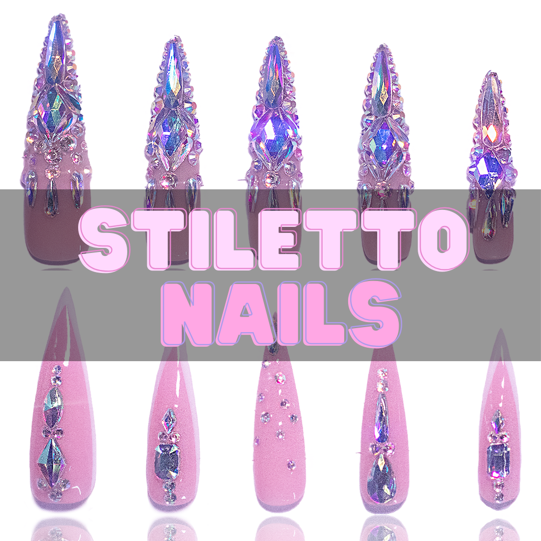 Nailzotica Stiletto Shape Reusable Acrylic Gel UV High Quality Handmade Luxury Press On Nails (Custom)