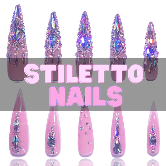 Nailzotica Stiletto Shape Reusable Acrylic Gel UV High Quality Handmade Luxury Press On Nails (Custom)