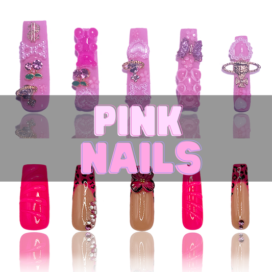 Nailzotica Pink Reusable Acrylic Gel UV High Quality Handmade Luxury Press On Nails