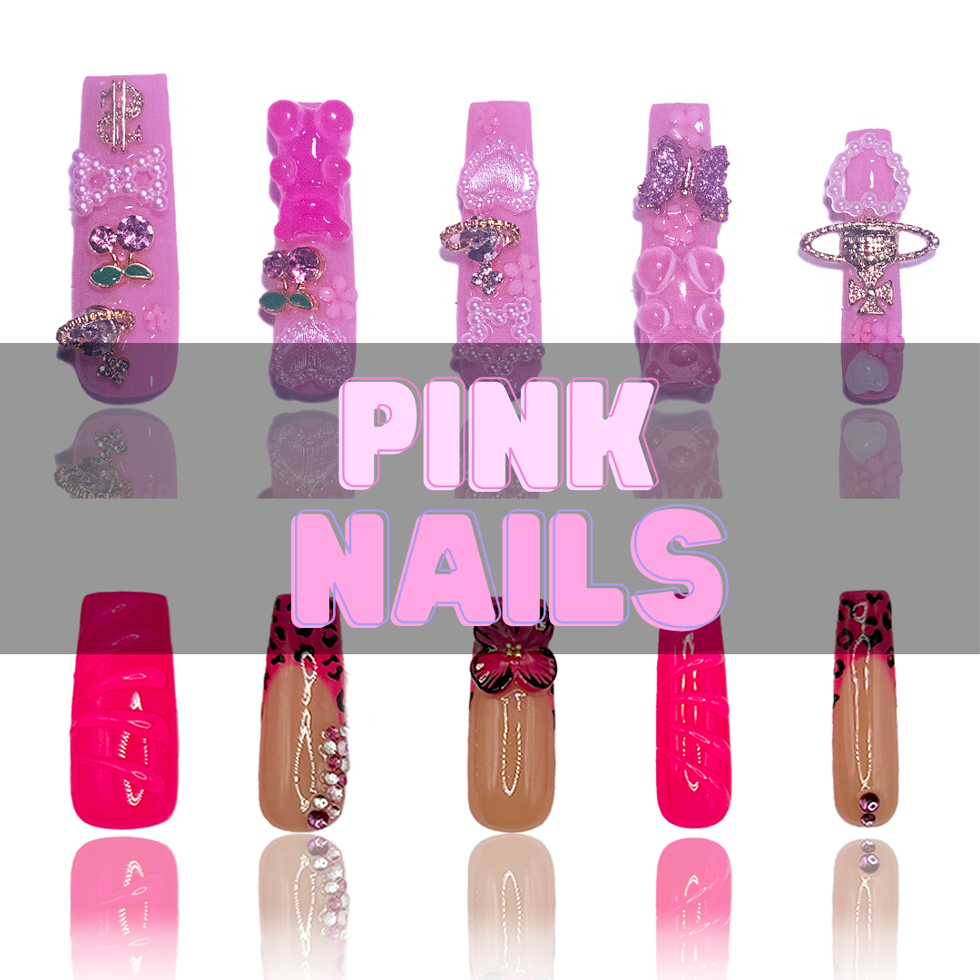 Nailzotica Pink Reusable Acrylic Gel UV High Quality Handmade Luxury Press On Nails (Custom)