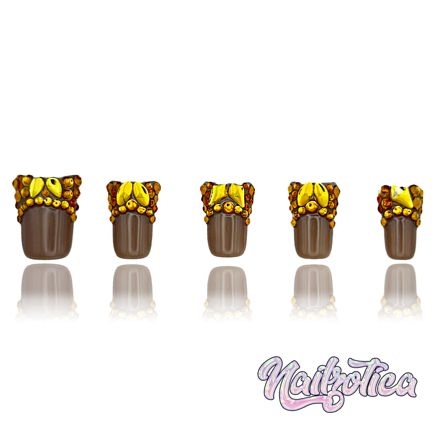 Sparkly French - Short Length 25mm Duck Shape Transparent Natural Nude Base Silver Gold Rhinestone French Tip Reusable Acrylic Gel UV Hand-Painted High Quality Handmade Luxury Press On Duck Nails