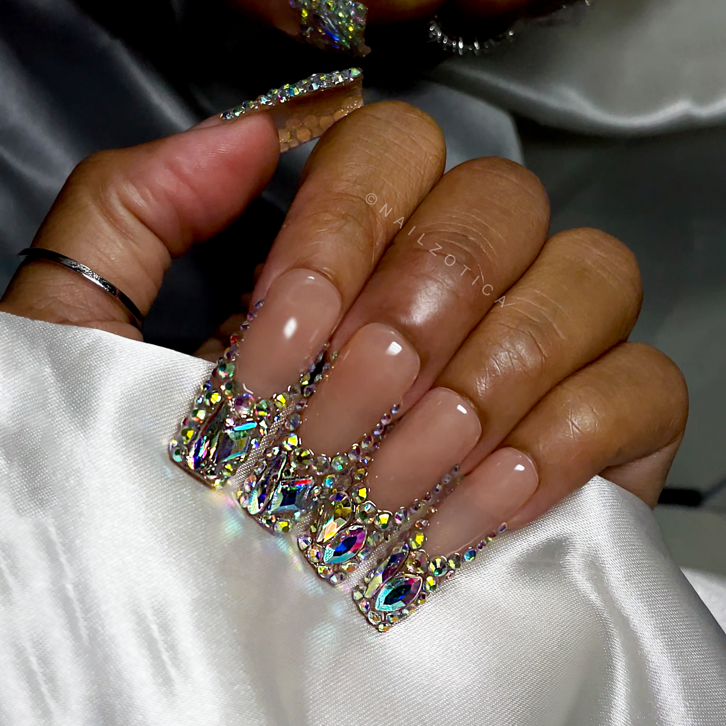 Sparkly French - Handmade Luxury Press On Nails