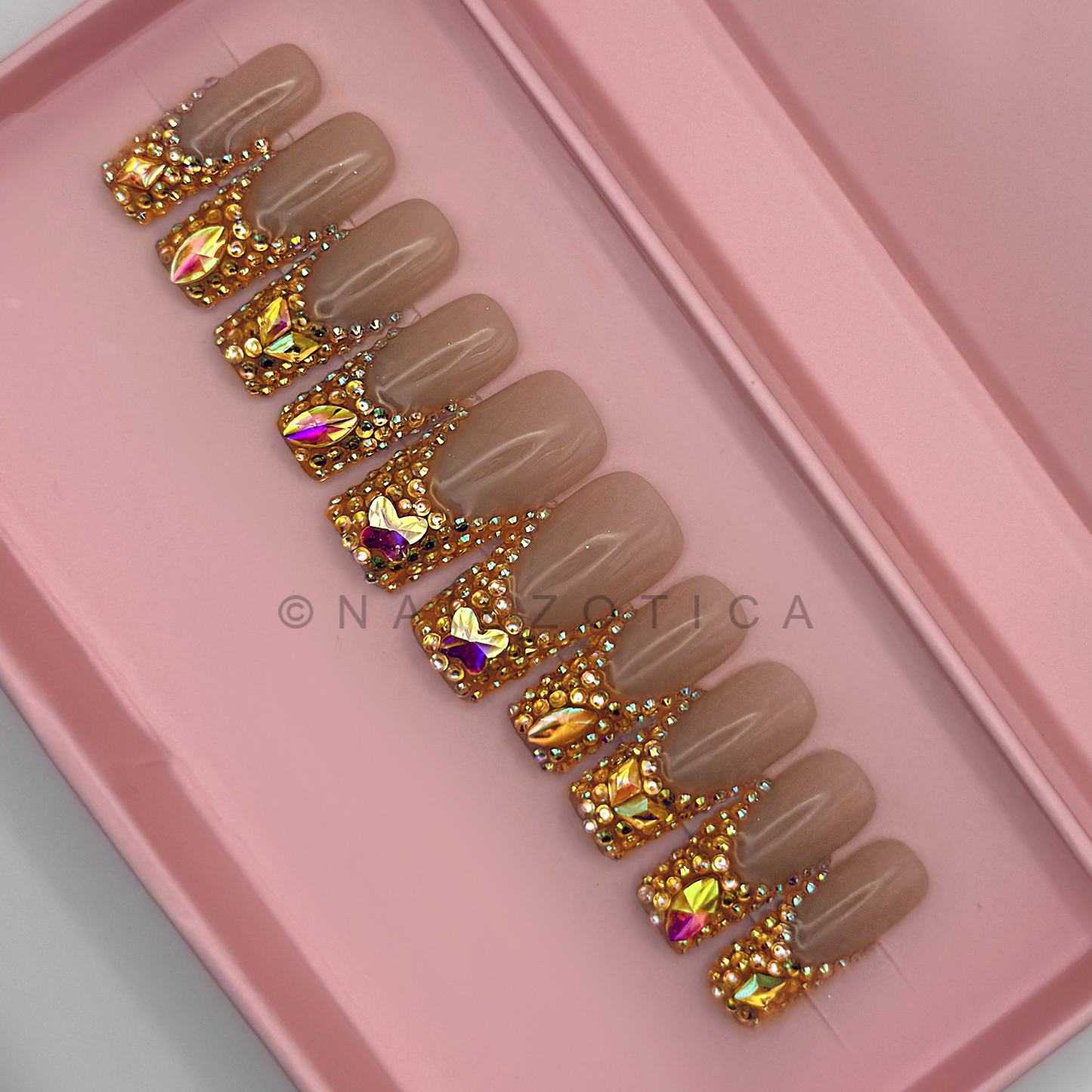 Nailzotica Long Length Reusable Acrylic Gel UV High Quality Handmade Luxury Press On Nails